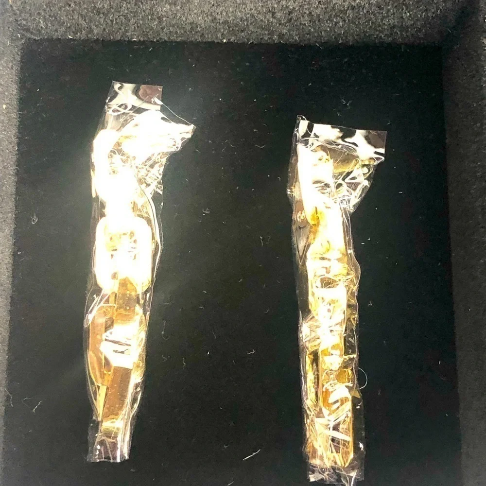 EDDIE BORGO Supra Chain Chunky Link 12K Gold Vermeil Earrings With Dust Bag